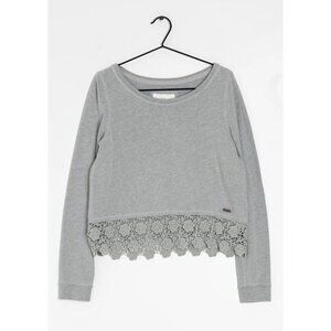 Abercrombie & Fitch Gray Sweater with Floral Lace Size S